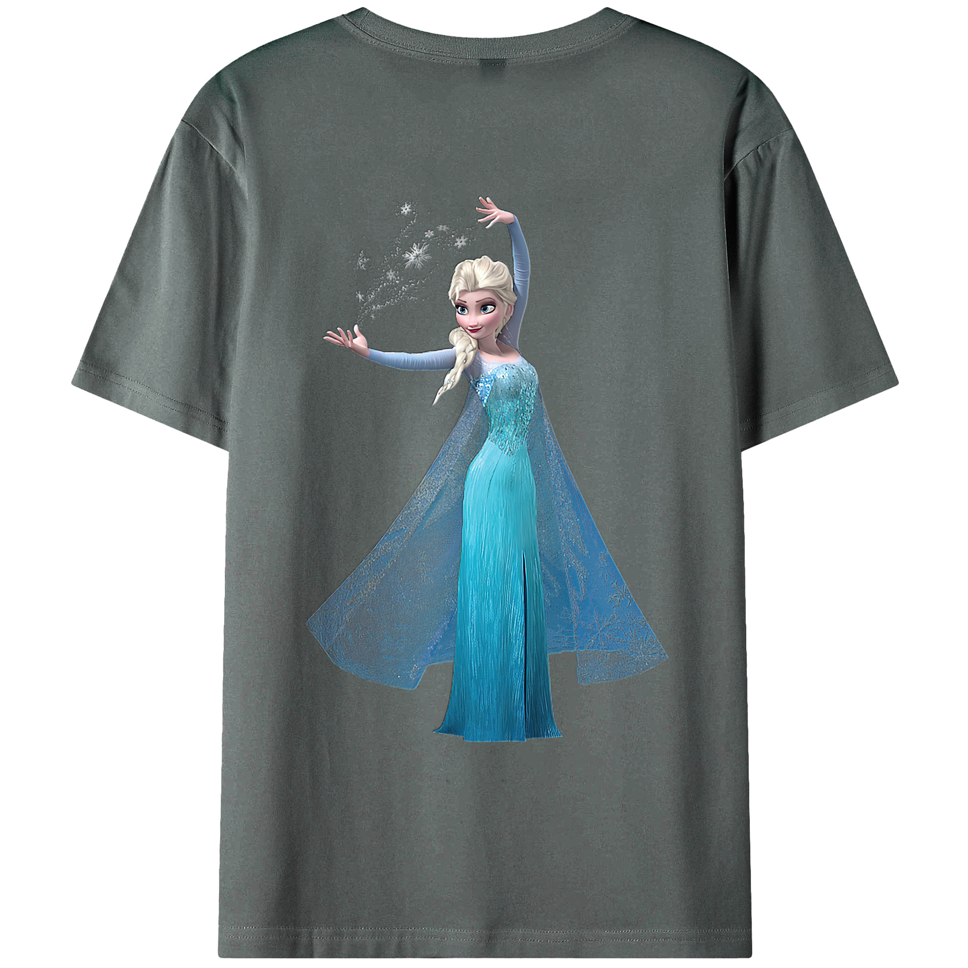 （画像用） アナと雪の女王 アンナ エルサ Frozen Anna Elsa 綿100％ メンズ半袖Tシャツ（バックプリント） 通気性